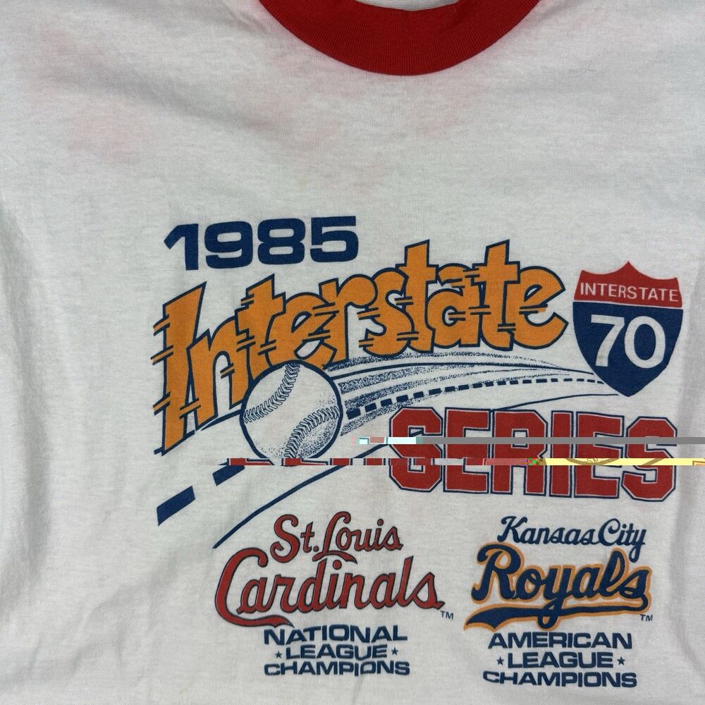 Vintage 1985 Interstate Series Cardinals Vs Royals Ringer Tee XL 80s MLB Rare - Picture 2 of 6